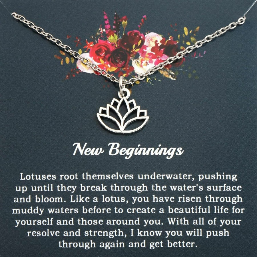 Hot PLITI Pliti Lotus Necklace For Yoga Lovers New Beginnings Gift Lotus Inspirational Gift Lotus Flower Jewelry Yoga Karma Gift