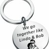 Hot FAADBUK Faadbuk Burgers Inspired Gift Couple Keychian Set You'Re The Linda To My Bob Valentine'S Day Gift