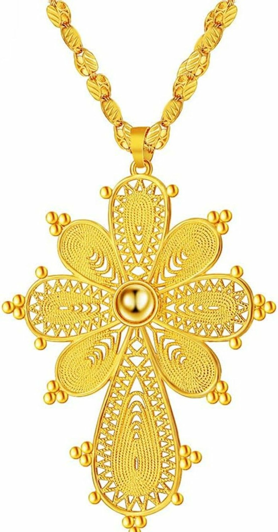 Hot Ethlyn 18K Gold Plated Ethiopian Cross Pendant With Ethiopian Eritrea Items