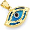 Online The World Jewelry Center The World Jewelry Center 14K Real Yellow Gold Evil Eye Hamsa Heart Charm Pendant - 5 Different Design Available