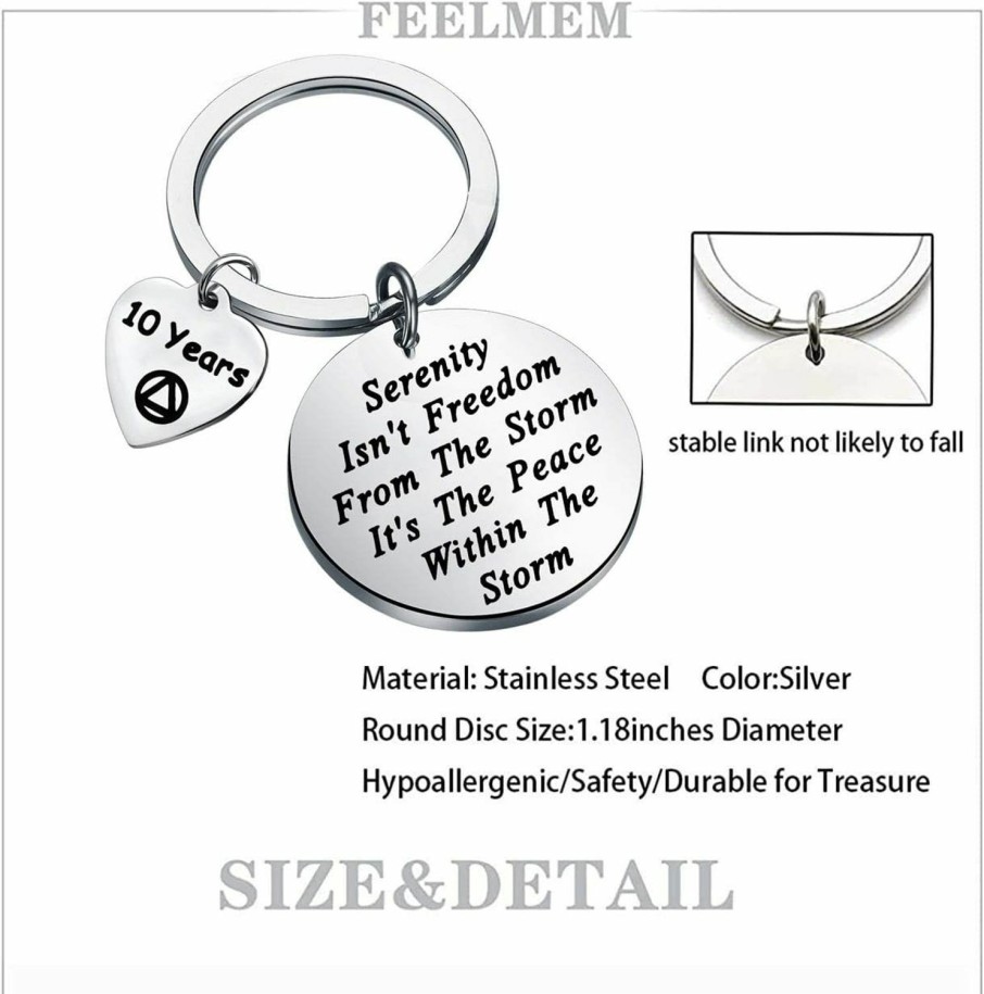 New FEELMEM Feelmem 1 Year 6 Months 2 Years 3 Years Sobriety Anniversary Keychain Aa Recovery Serenity Prayer Sobriety Gift