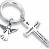 Clearance FEELMEM Feelmem Guardian Angel Prayer Cross Keychain Guardian Angel Protect Me My Passengers Drive Safe Prayer Gift