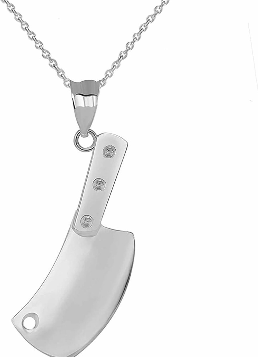 Online Claddagh Gold Claddagh Gold .925 Sterling Silver 1-1/4\" X 3/8\" Butcher'S Knife Meat Cleaver Pendant Necklace - Choice Of Pendant Only Or Necklace Chain Length