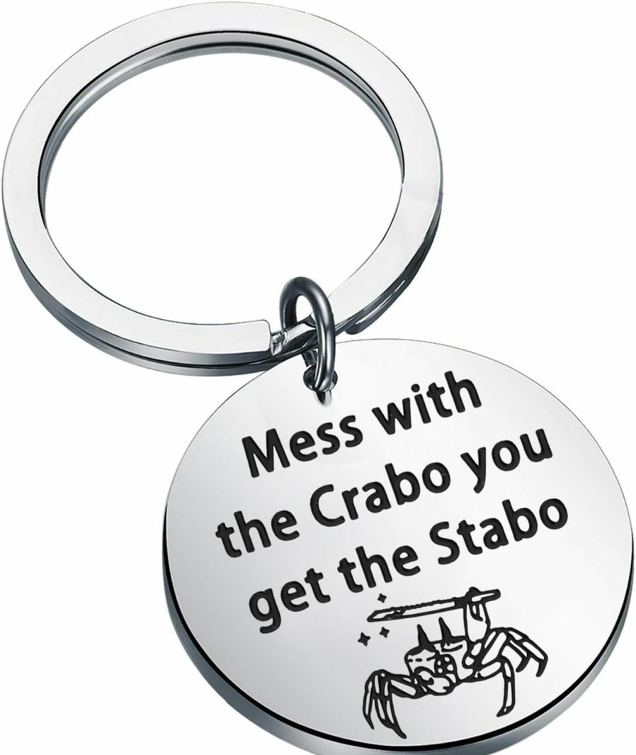 Wholesale BEKECH Bekech Funny Crabo Stabo Keychain Mess With The Crabo You Get The Stabo Gangsta Crab Knife Jewelry Gift For Crab Lovers