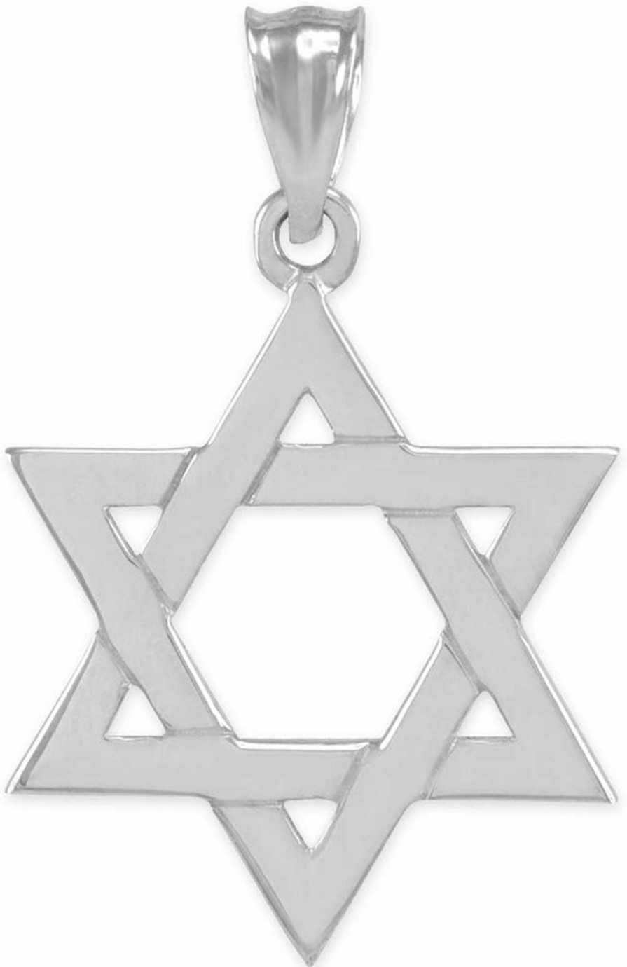 Clearance Claddagh Gold Solid 925 Sterling Silver Traditional Jewish Star Of David Charm Pendant (Medium)