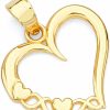 New The World Jewelry Center 14K Real Yellow Gold Heart Charm Pendant