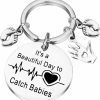 Online PLITI Pliti Midwife Gift Obgyn Gift Ob Nurse Appreciation Gift Gynecologist Gift It'S A Beautiful Day To Catch Babies Keychain