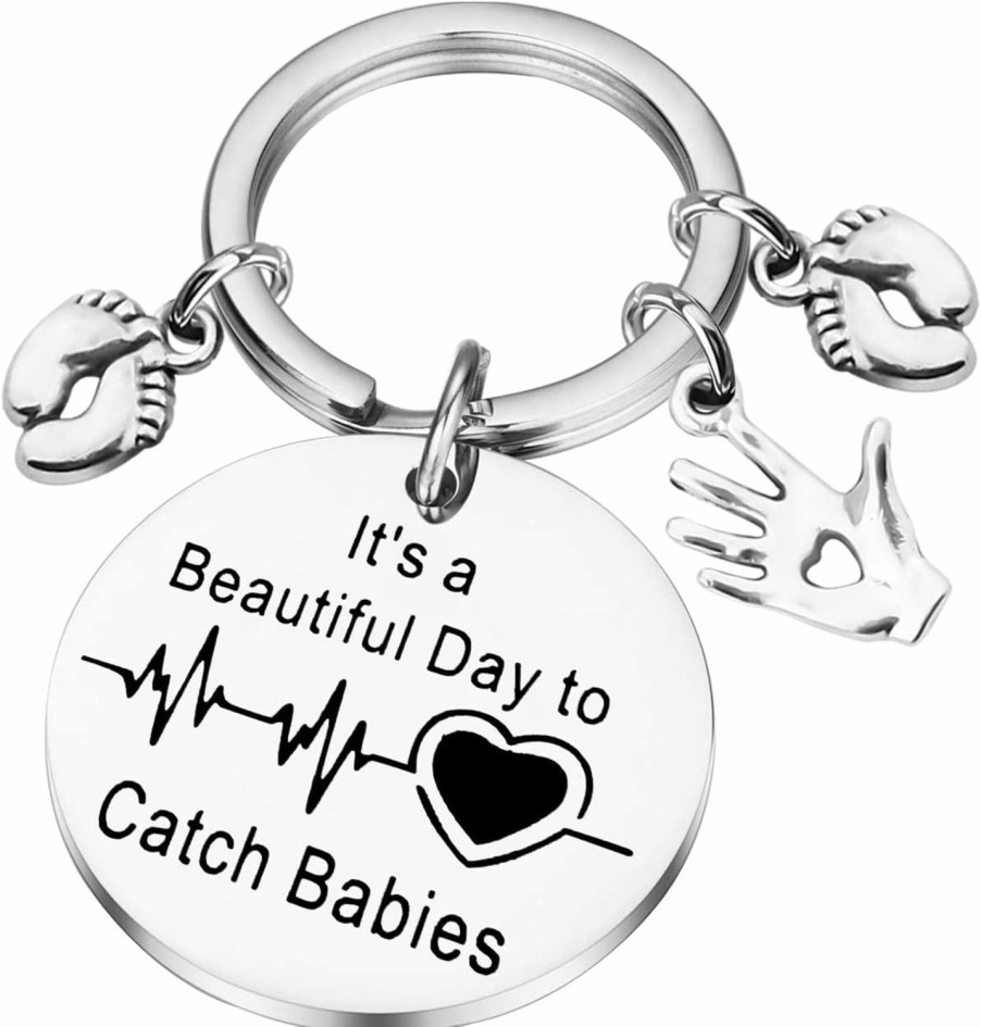 Online PLITI Pliti Midwife Gift Obgyn Gift Ob Nurse Appreciation Gift Gynecologist Gift It'S A Beautiful Day To Catch Babies Keychain