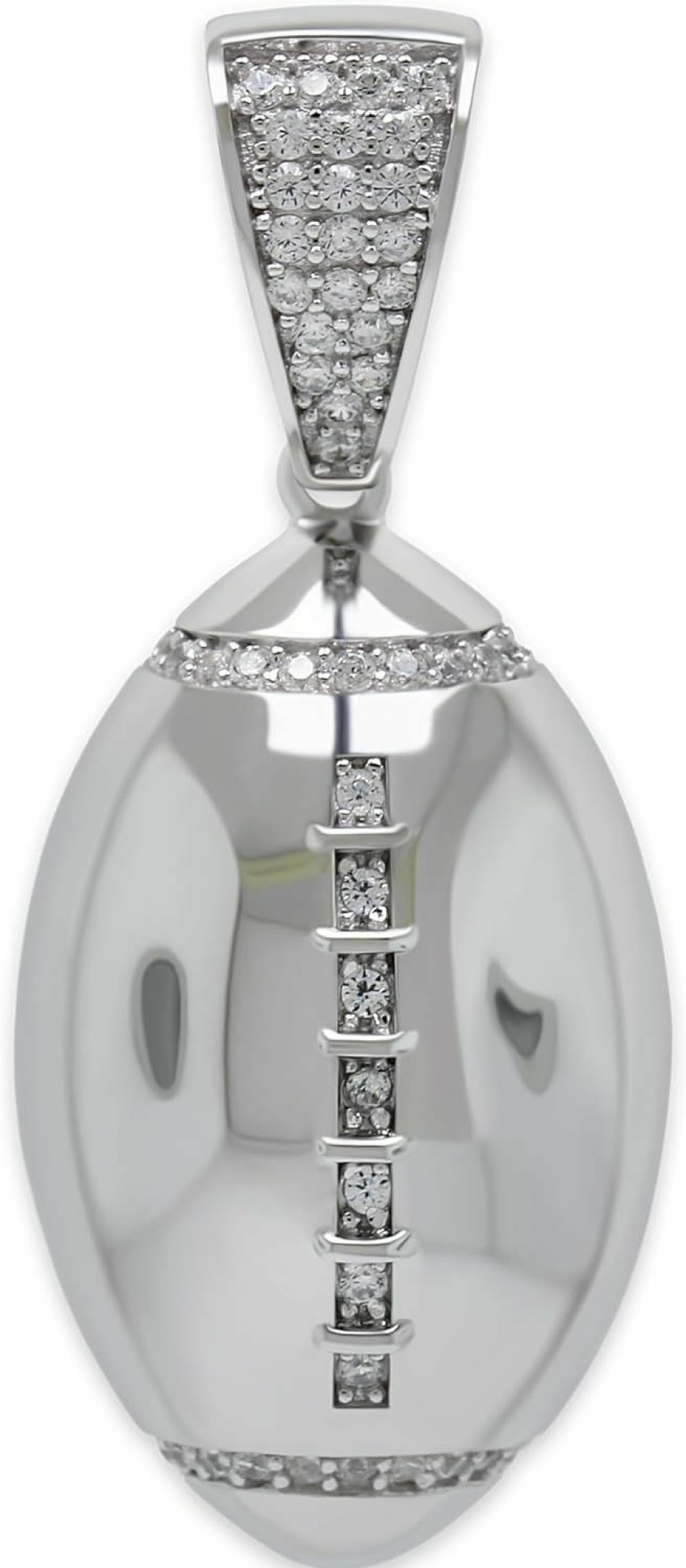 New CA CHARMAMERICA Ca Charmamerica Silver Football Pendant With Cubic Zirconia Stones - 925 Sterling Silver - Football Pendant - Hiphop Jewelry