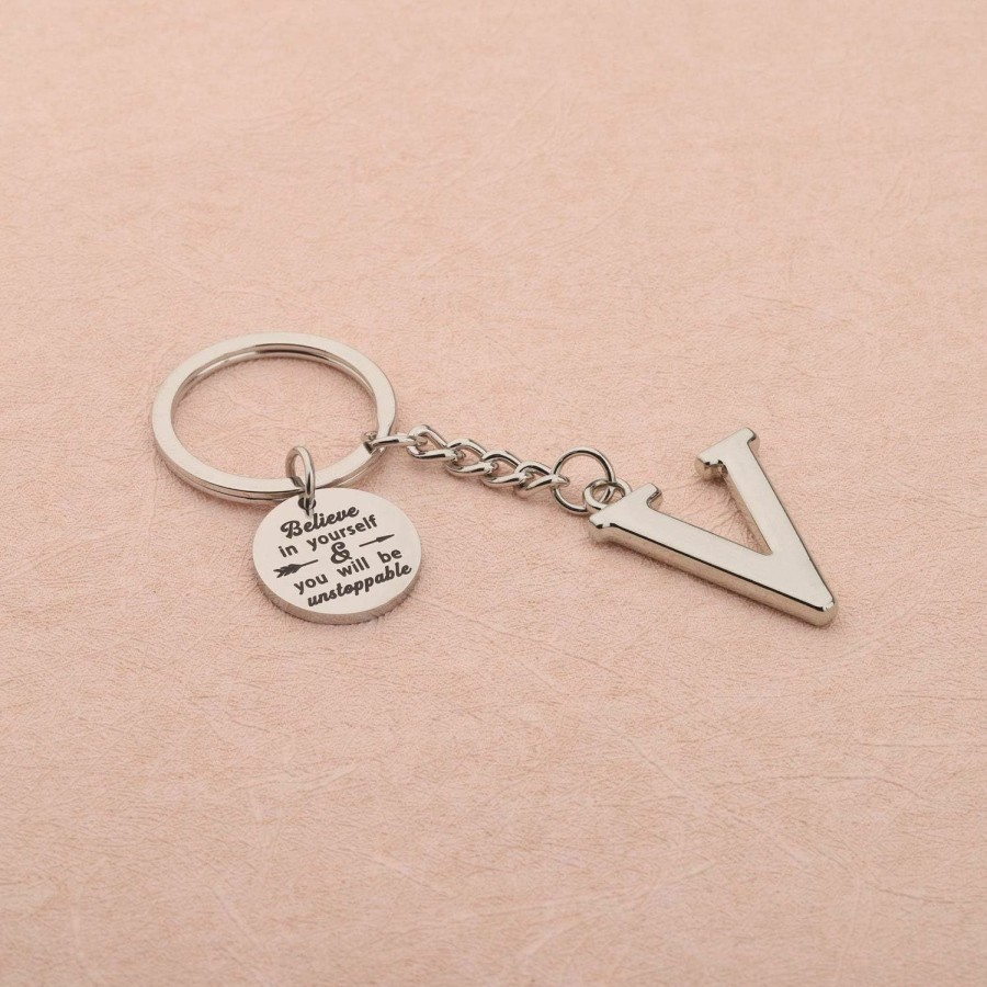 Online FUSTMW Fustmw Initial Keychain Alphabet Initial Letter Key Ring Pendant Inspiration Gifts