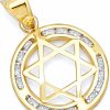 Online The World Jewelry Center 14K Real Yellow Gold Star Of David Cz Charm Pendant (Size : 21 X 15 Mm)