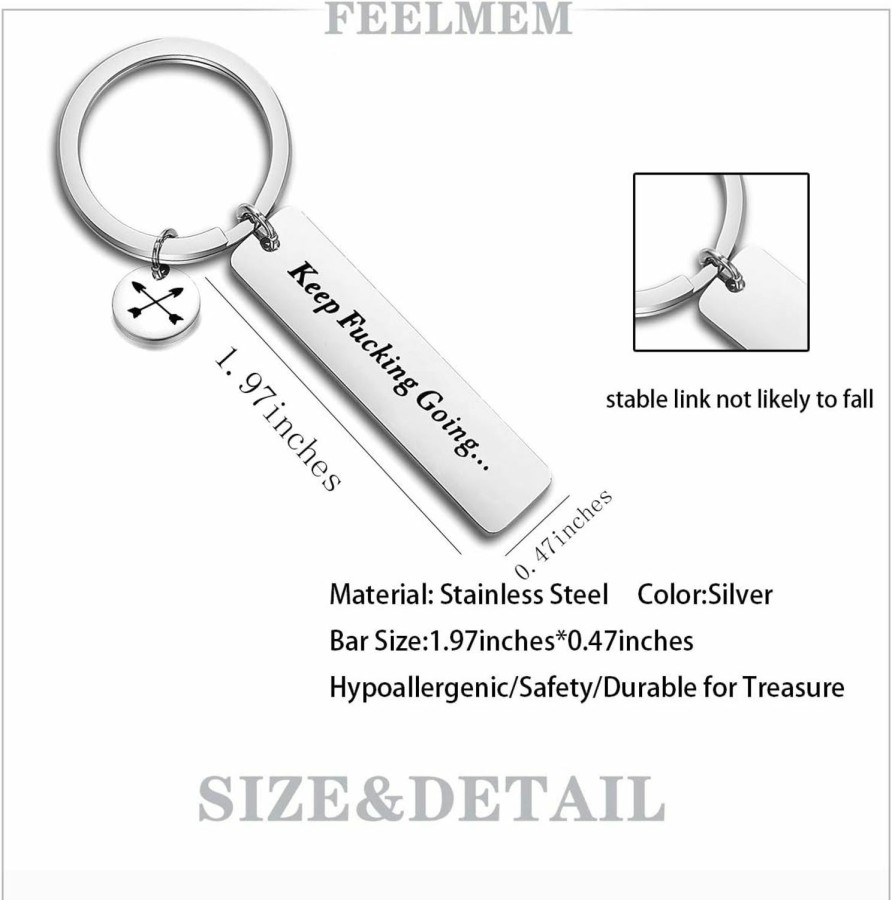 Wholesale FEELMEM Feelmem Inspirational Keep Fucking Going Keychain Arrows Charm Recovery Jewelry