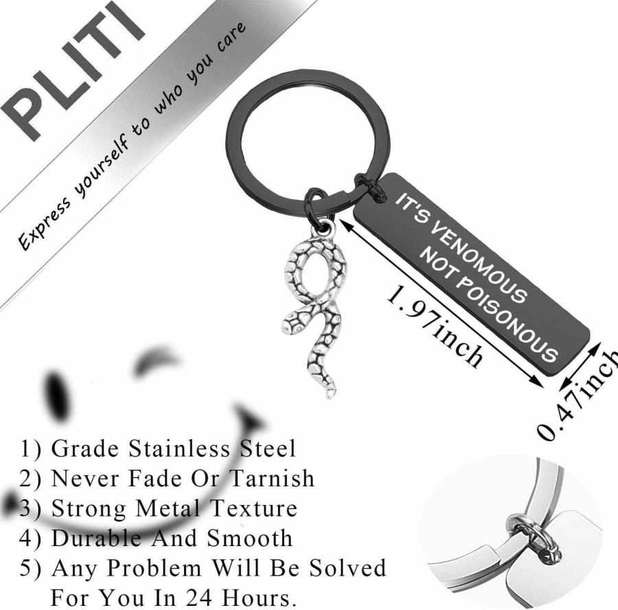 New PLITI Pliti Snake Lover Gifts Snake Gifts Pet Owner Gifts It'S Venomous Not Poisonous Funny Snake Key Rings