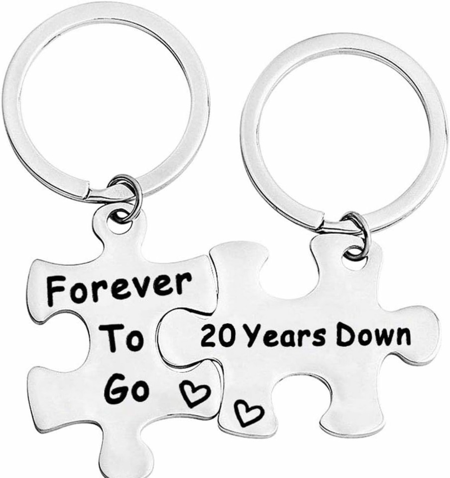 Best FEELMEM Feelmem Couples Gifts 5Th, 50Th Years Down Forever To Go Puzzle Keychain Set Of 2