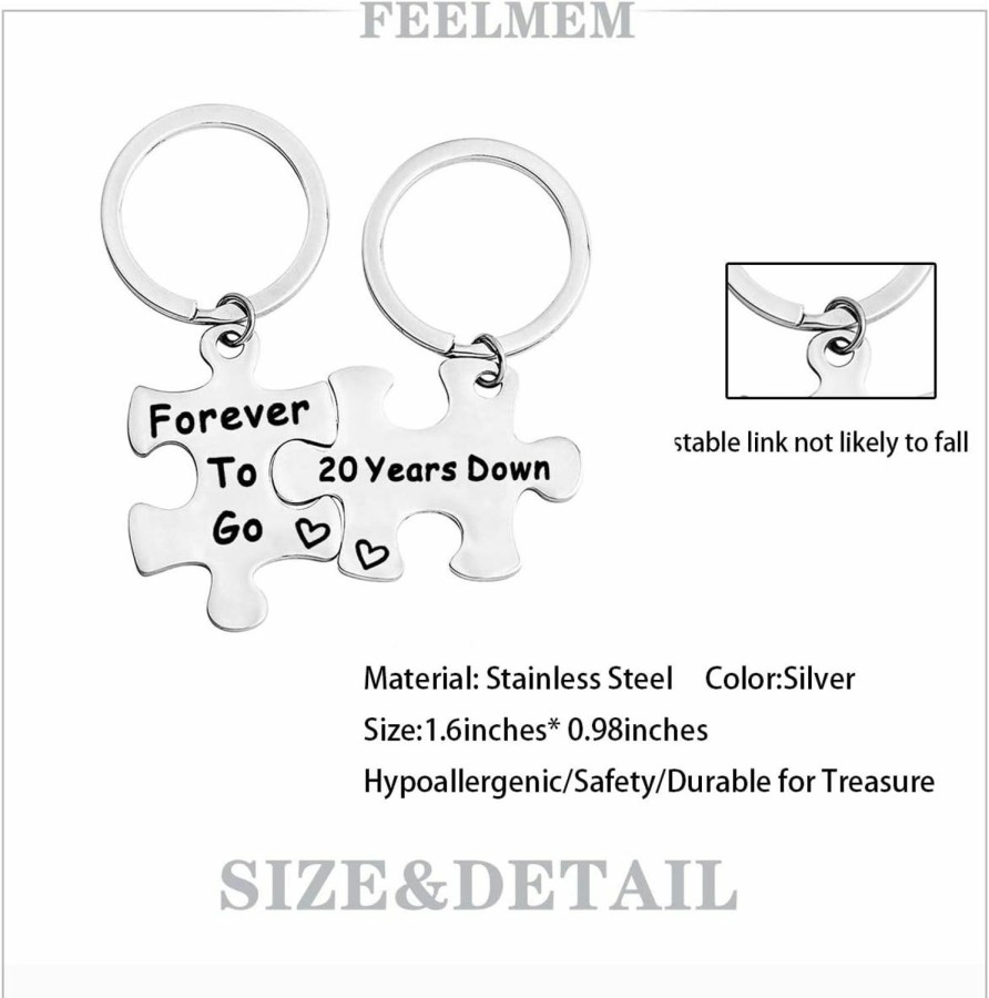 Best FEELMEM Feelmem Couples Gifts 5Th, 50Th Years Down Forever To Go Puzzle Keychain Set Of 2