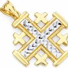 Wholesale The World Jewelry Center 14K Real Two Tone Gold Jerusalem Cross Religious Charm Pendant (Size : 25 X 18 Mm)