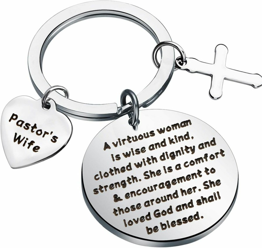 Hot BAUNA Bauna Pastor'S Wife Appreciation Gifts She Is A Comfort And Encouragement Keychain Minister'S Wife Jewelry