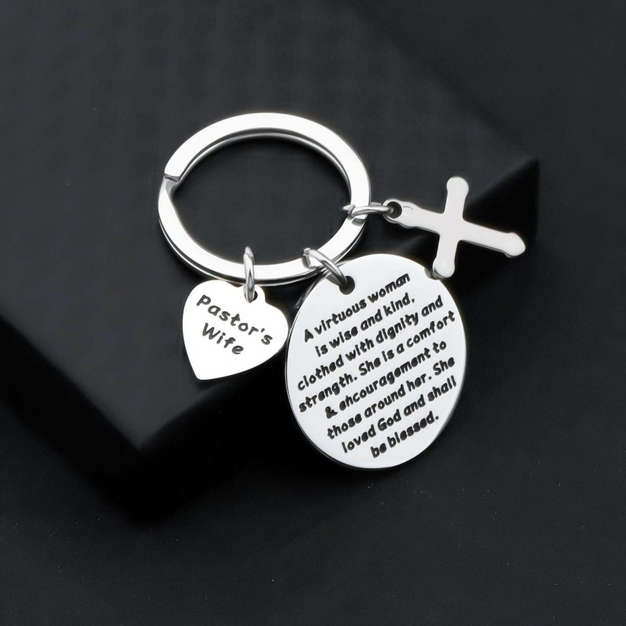 Hot BAUNA Bauna Pastor'S Wife Appreciation Gifts She Is A Comfort And Encouragement Keychain Minister'S Wife Jewelry