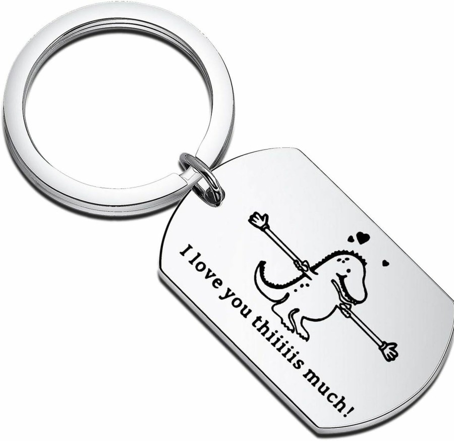 New Gzrlyf Gzrlyf T-Rex Keychain I Love You Thiiiiis Much Funny Dinosaur Gifts For Couples Parents Dinosaur Lover