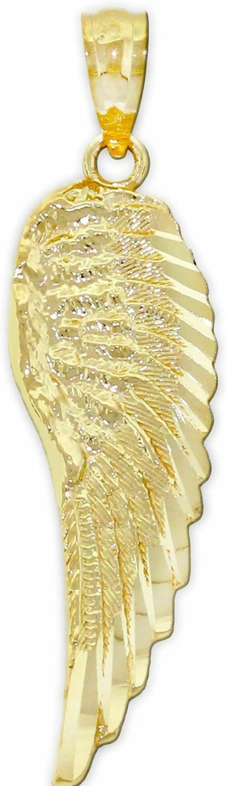 Hot CA CHARMAMERICA Charm America - Gold Diamond-Cut Angel Wing Charm - 10 Karat Solid Gold