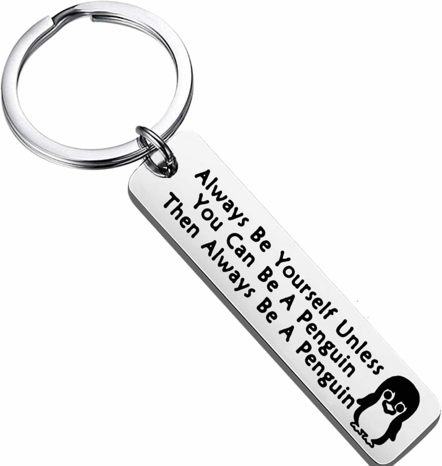 New BEKECH Bekech Penguin Gift Always Be Yourself Unless You Can Be A Penguin Keychain Penguin Theme Jewelry