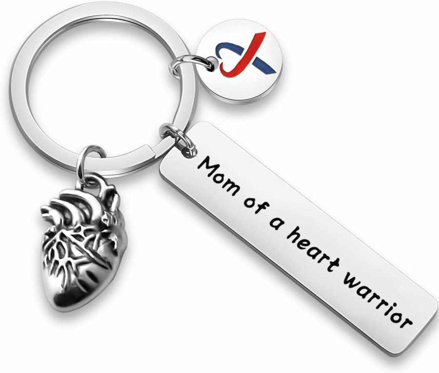 Hot WUSUANED Wusuaned Chd Keychain Mom/Dad Of A Heart Warrior Keychain Congenital Defect Awareness Gift For Heart Warrior Mom Dad