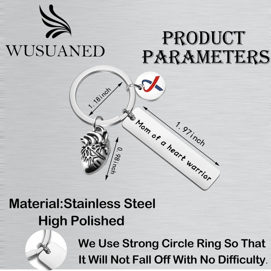 Hot WUSUANED Wusuaned Chd Keychain Mom/Dad Of A Heart Warrior Keychain Congenital Defect Awareness Gift For Heart Warrior Mom Dad