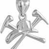 Best Claddagh Gold Fine .925 Sterling Silver Firefighter Axes & Helmet Charm Fire Department Pendant