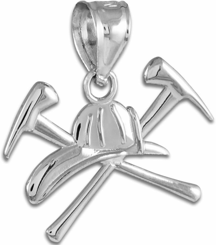 Best Claddagh Gold Fine .925 Sterling Silver Firefighter Axes & Helmet Charm Fire Department Pendant