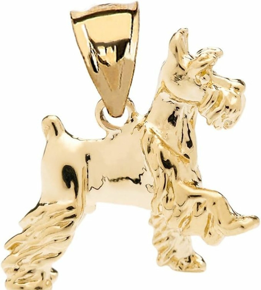 Best Claddagh Gold Solid 10K Yellow Gold Schnauzer Charm Pendant