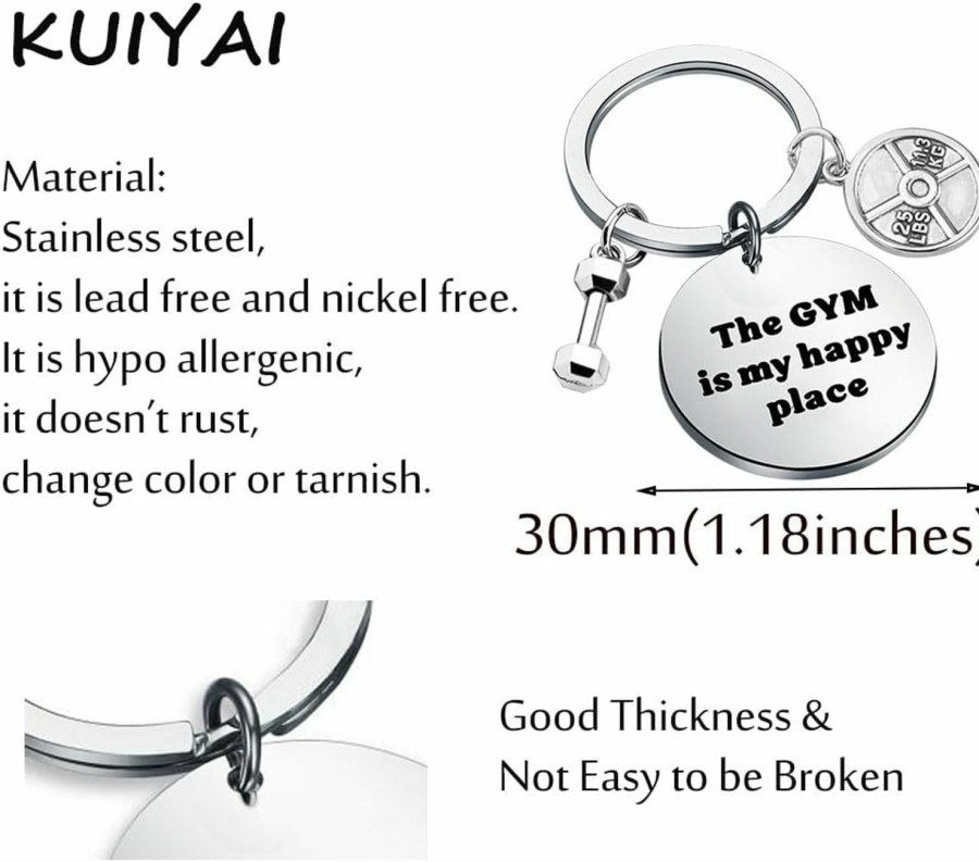 New KUIYAI Kuiyai Gym Lovers Gift Workout Gift Fitness Coaster Gift The Gym Is My Happy Place Keychain For Trainer