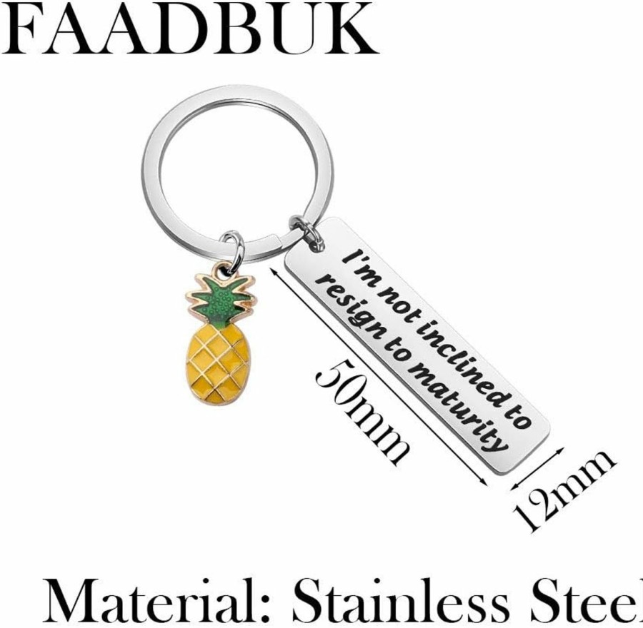 Best FAADBUK Faadbuk Pineapple Inspired Keychain Tv Show Gift I'M Not Inclined To Resign To Maturity Psych Theme Song Lyrics