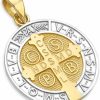 Online The World Jewelry Center 14K Real Two Tone Gold Saint Benito Medal Charm Pendant (Size : 20 X 13 Mm)