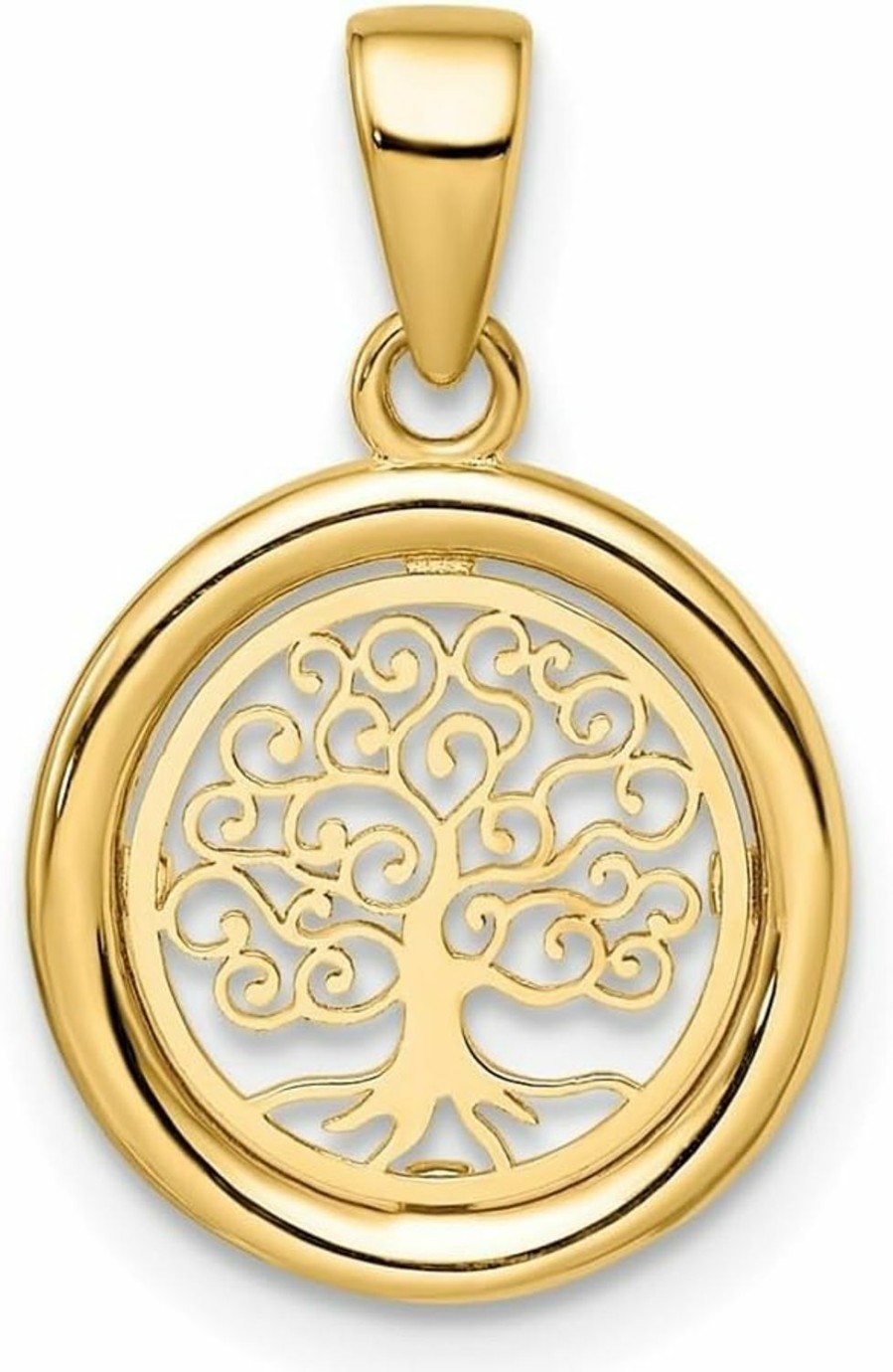 New Auriga Fine Jewelry Auriga Fine Jewelry 14K Yellow Gold Tree Of Life Circle Pendant, For Women (L-14Mm, W-14Mm)