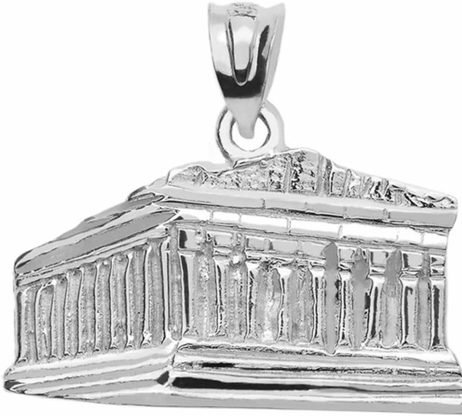 Clearance Claddagh Gold Greek Temple Parthenon Akropolis Charm Pendant In 925 Sterling Silver