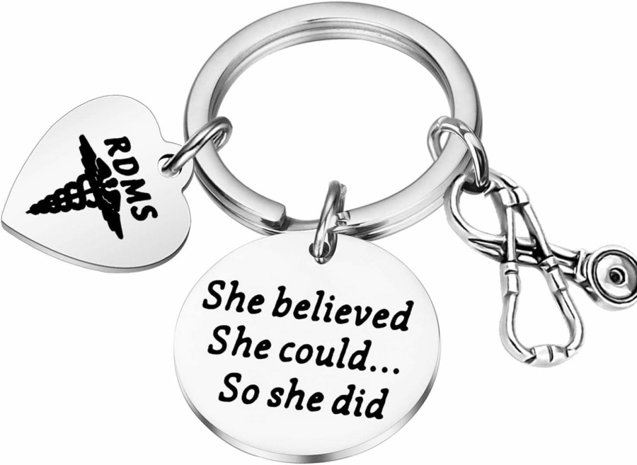 Clearance PLITI Pliti Rdms Gift Registered Diagnostic Medical Sonographer Gift Sonographer Gift She Believed She Could So She Did Keychain