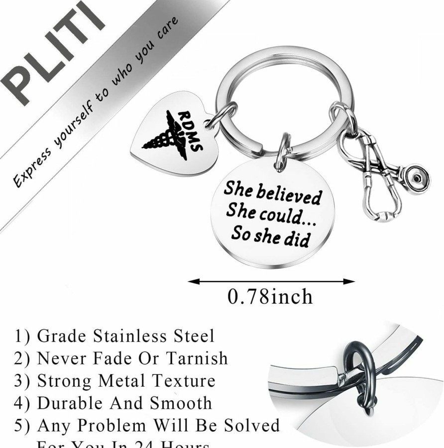 Clearance PLITI Pliti Rdms Gift Registered Diagnostic Medical Sonographer Gift Sonographer Gift She Believed She Could So She Did Keychain