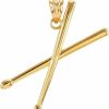 Clearance Claddagh Gold 14K Yellow Gold 3D Drum Sticks Music Charm Pendant