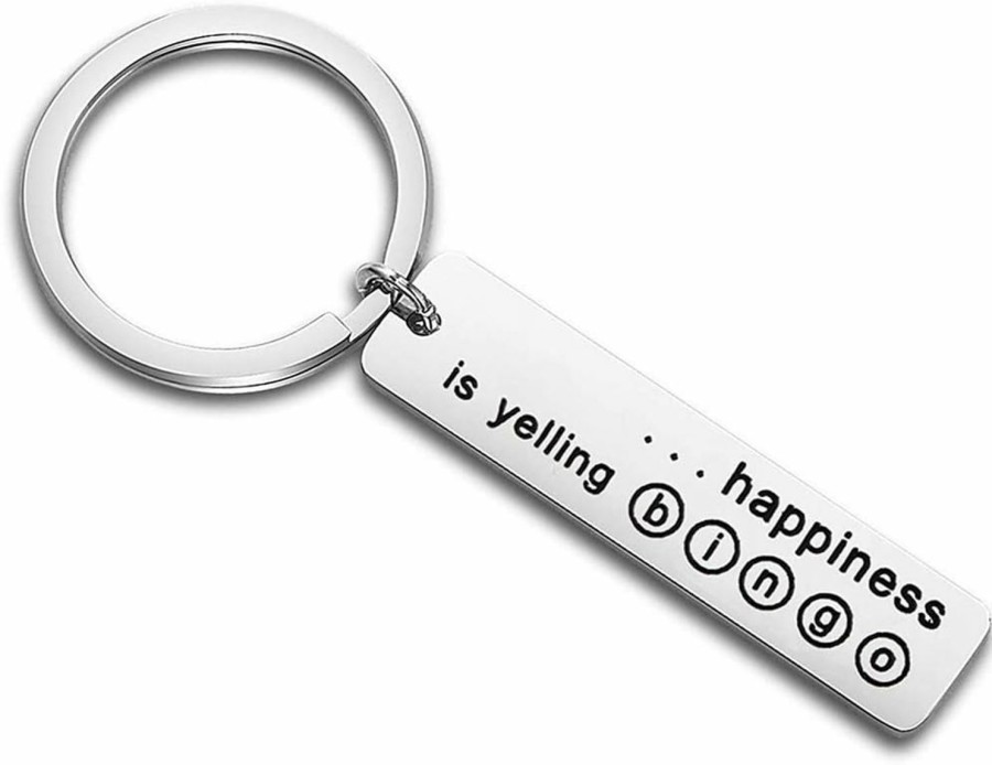 Hot FEELMEM Feelmem Bingo Key Chain Bingo Gambler Gift Happiness Is Yelling Bingo Gambling Keychain Bingo Player Casino Lover Gift