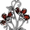 Wholesale Silvershake Silvershake Genuine Gemstone 925 Sterling Silver Victorian Style Flower Bouquet And Leaf Pendant