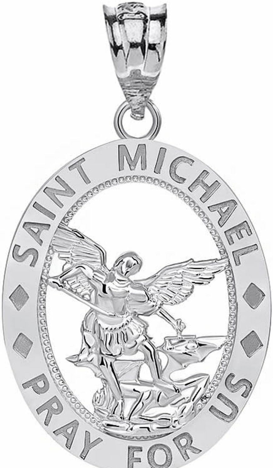 Hot CaliRoseJewelry 14K Gold Saint Saint Michael Pray For Us Oval Charm Pendant