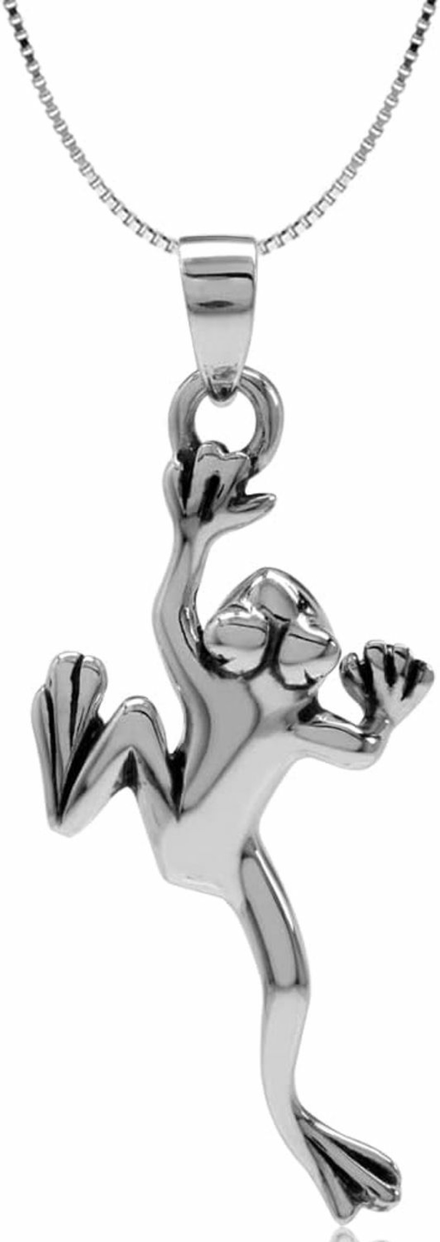 Best Silvershake Silvershake 925 Sterling Silver Leaping Climbing Frog Pendant