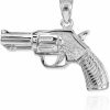 Best Claddagh Gold Trendy Necklaces Fine 925 Sterling Silver Revolver Pistol Charm Gun Pendant