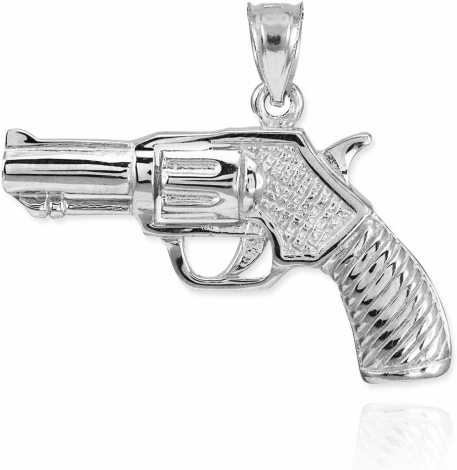 Best Claddagh Gold Trendy Necklaces Fine 925 Sterling Silver Revolver Pistol Charm Gun Pendant