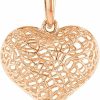 Online Love by Jewelry America Textured 14K Rose Gold Puffed Filigree Heart Charm Pendant