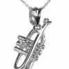 New Claddagh Gold Claddagh Gold .925 Sterling Silver Trumpet Music Charm Pendant Necklace With Rolo Chain And Pendant Only