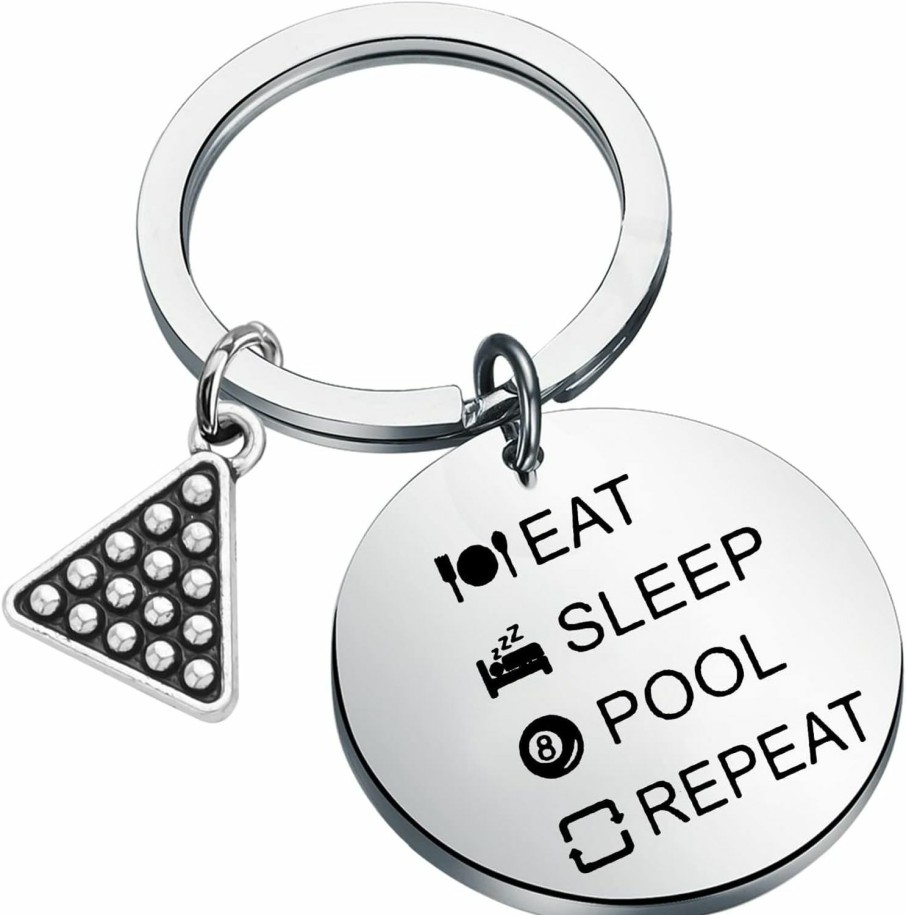 Clearance bobauna Bobauna Billiards Gift Pool Player Keychain Eat Sleep Pool Repeat Pool Billiards Player Gift