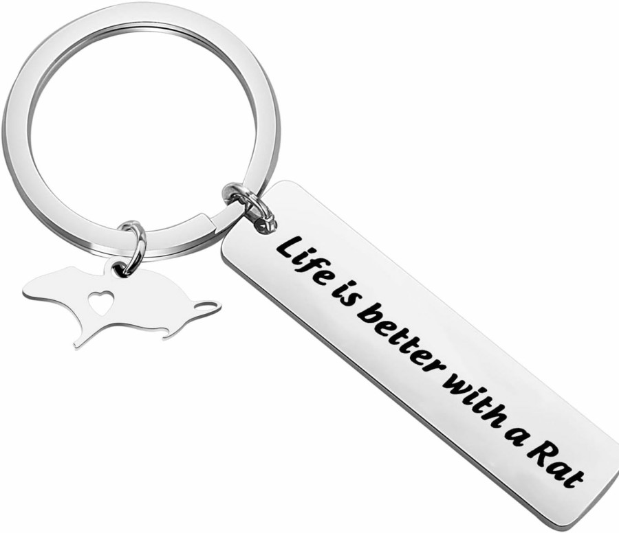 Hot bobauna Bobauna Rat Keychain Rat Lover Gift Life Is Better With A Rat Mouse Jewelry Pet Rodent Owner Gift