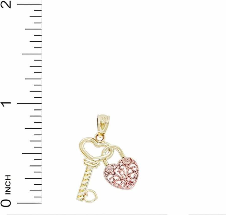 Clearance CA CHARMAMERICA Ca Charmamerica Gold Lock And Key Heart Charm - 10 Karat Solid Gold - Key Pendant - Locket Pendant