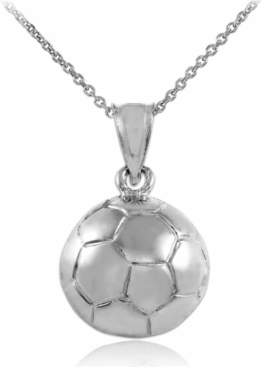 New Claddagh Gold Sports Charm .925 Sterling Silver Soccer Ball Pendant Necklace - Choice Of Pendant Only Or Chain Length